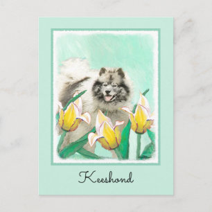 Carte Postale Keeshony in Tulips Peinture mignonne Original Chie