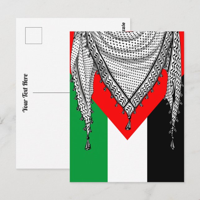 Carte Postale Keffiyeh Écharpe palestinienne tissu traditionnel (Devant / Derrière)