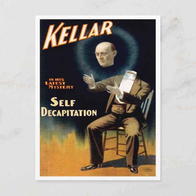 Carte Postale Kellar Effectue une Auto Décapitation, 1897 (Devant)