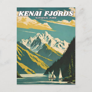 Carte Postale Kenai Fjords National Park illustration retro Déco