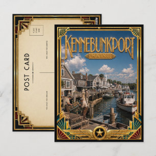 Carte Postale Kennebunkport Maine Art Déco vintage Âge d'or