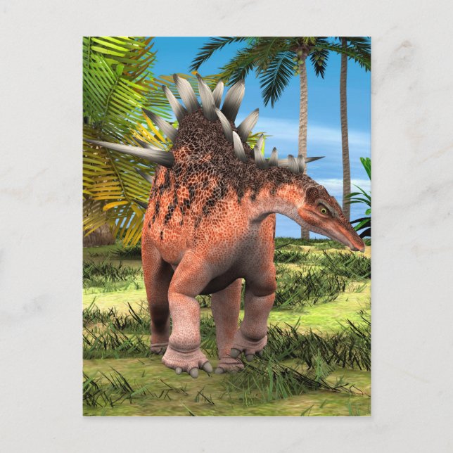 Carte Postale Kentrosaurus Dinosaure Jungle Art Préhistorique (Devant)
