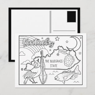 Carte Postale Kentucky Coloriage en collage