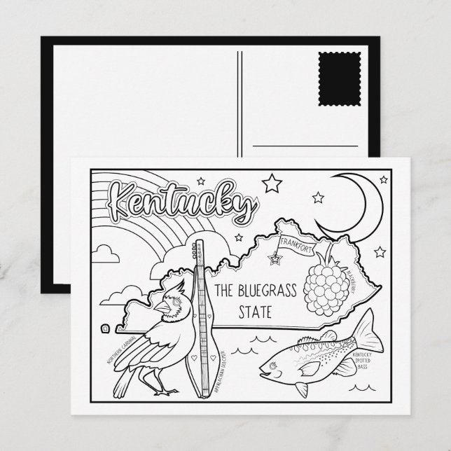 Carte Postale Kentucky Coloriage en collage (Devant / Derrière)