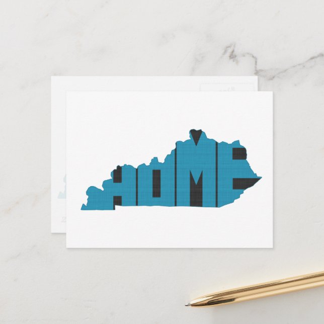 Carte Postale Kentucky Home State Blue Word Art (Devant/Arrière en situation)