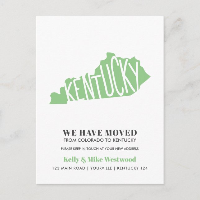 Carte Postale KENTUCKY Nous avons déménagé Nouvelle adresse Nouv (Devant)
