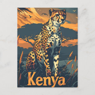 Carte Postale Kenya Cheetah Vintage