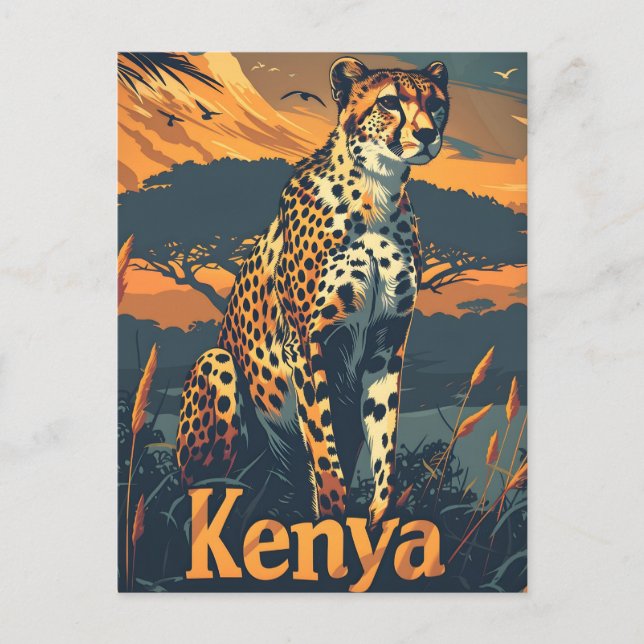 Carte Postale Kenya Cheetah Vintage (Devant)