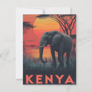Carte Postale Kenya Elephant vintage