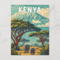 Kenya Illustration Voyage Art Vintage