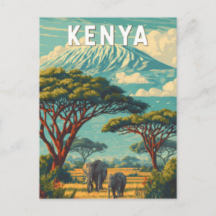 Carte Postale Kenya Illustration Voyage Art Vintage
