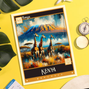 Carte Postale Kenya Peinture Vintage