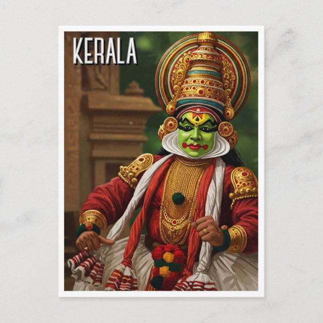 Carte Postale Kerala Inde Kathakali Interprète Voyage (Devant)