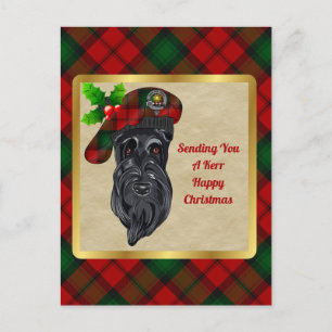 Carte Postale Kerr Clan Badge & Tartan Christmas Postcard