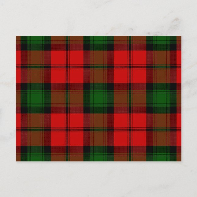 Carte Postale Kerr tartan rouge vert plaid (Devant)