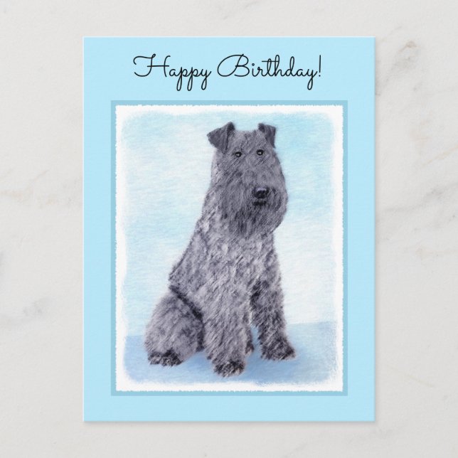 Carte Postale Kerry Blue Terrier peinture mignonne Chien d'origi (Devant)