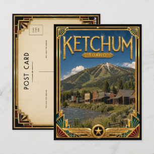 Carte Postale Ketchum Idaho Art Déco vintage de l'âge d'or