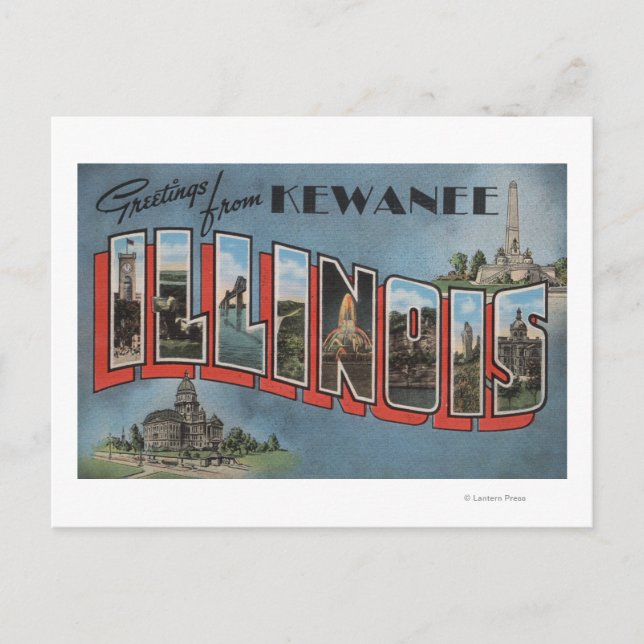Carte Postale Kewanee, Illinois - Scènes de grandes lettres (Devant)