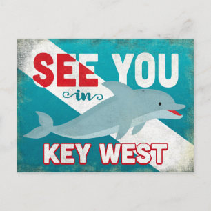 Carte Postale Key West Dolphin - Vintage voyage rétro
