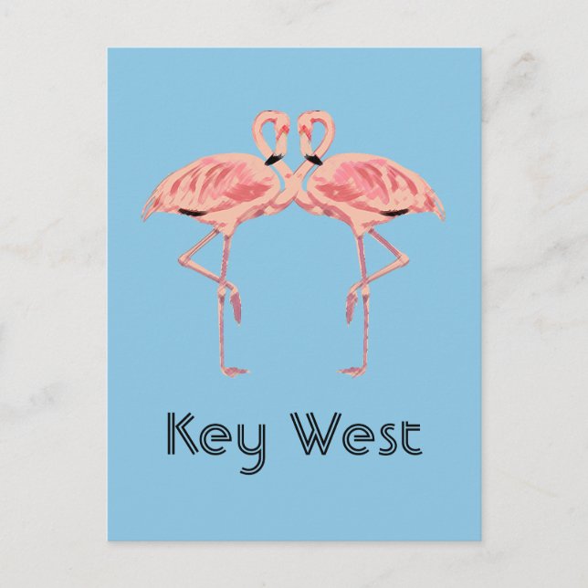 Carte Postale Key West Florida Flamant rose rose Couple (Devant)