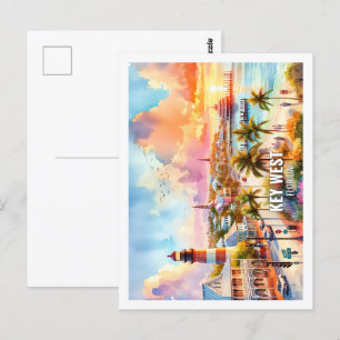 Carte Postale Key West Florida USA Famous Place aquarelle