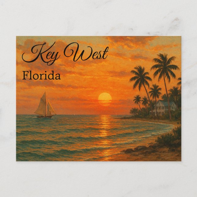 Carte Postale Key West, Floride Tourisme de voyage rétro (Devant)