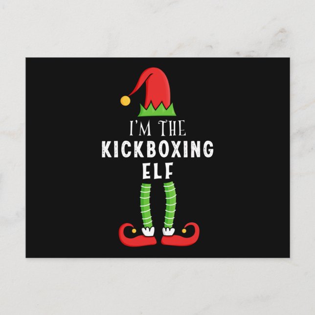 Carte Postale Kickboxing Elf Noël jumelé cadeau de famille (Devant)