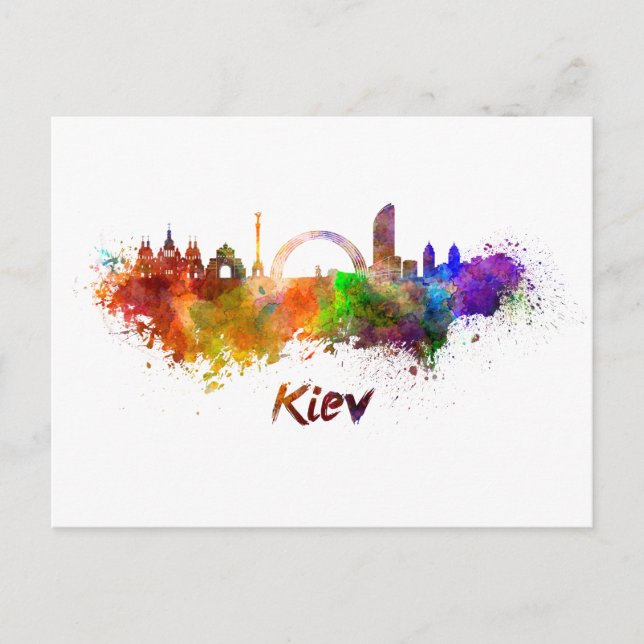 Carte Postale Kiev skyline in watercolor (Devant)