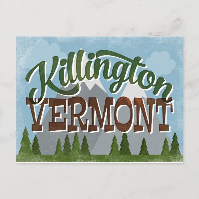 Carte Postale Killington Vermont Fun Retro Snowy Mountains (Devant)