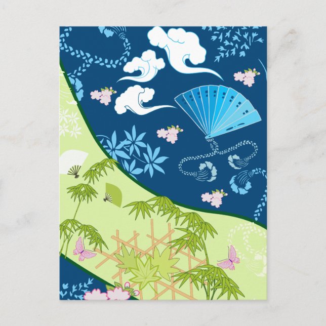 Carte Postale Kimono bleu (Devant)