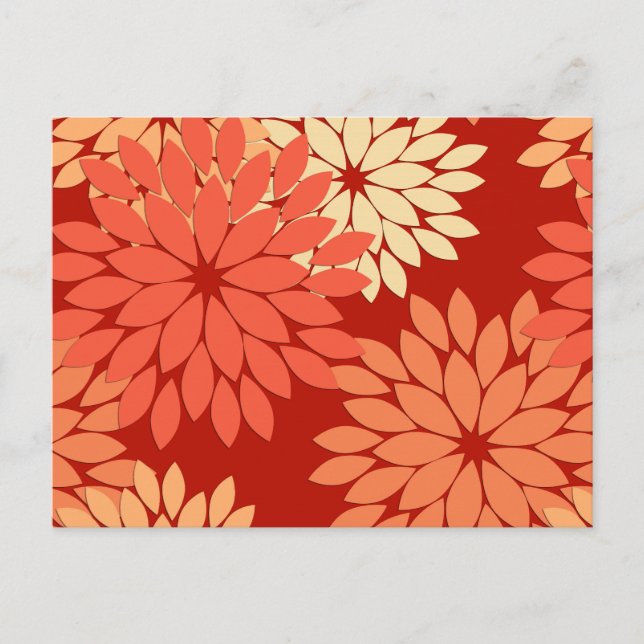Carte Postale Kimono Floral Moderne Impression, Mandarin Orange (Devant)