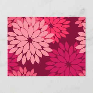 Carte Postale Kimono floral moderne Imprimer, Coral rose et Bour