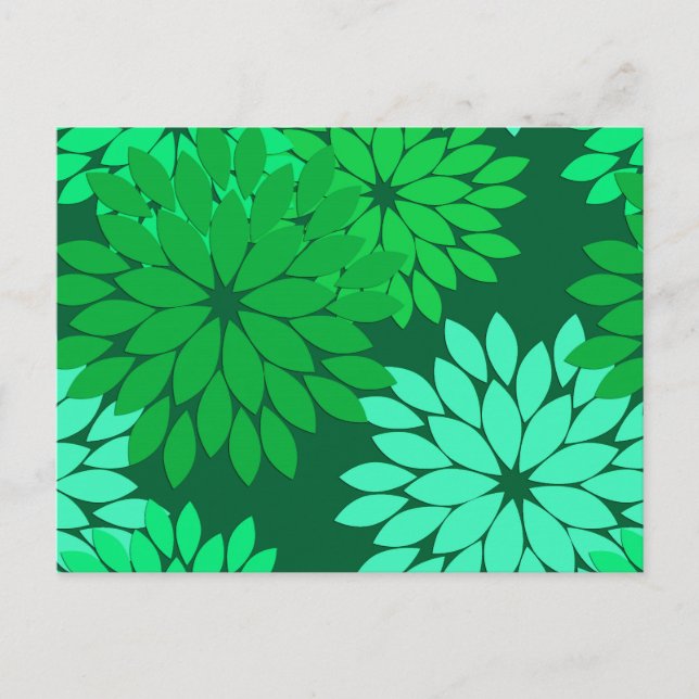Carte Postale Kimono floral moderne Imprimer, Emerald et Jade Gr (Devant)