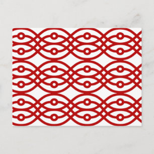 Carte Postale Kimono imprimé, blanc et rouge foncé