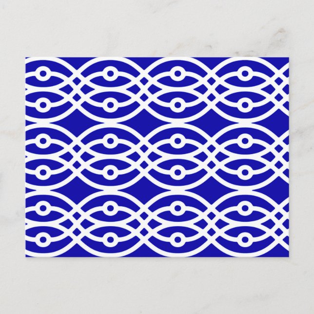 Carte Postale Kimono imprimé, bleu cobalt et blanc (Devant)