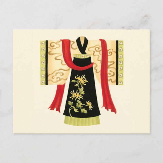 Carte Postale Kimono japonais traditionnel avec l'impression (Devant)