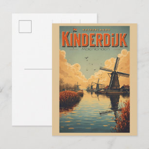Carte Postale Kinderdijk Hollande Pays-Bas Moulins à vent cadeau