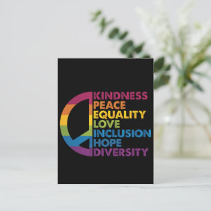 Carte Postale Kindness Peace Equality Love Inclusion Hope Divers
