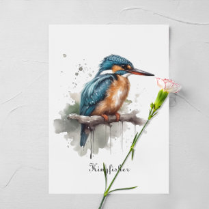 Carte Postale Kingfisher assis sur une succursale personnalisabl