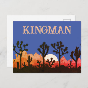 Carte Postale Kingman Arizona Cactus Moonrise Sud-Ouest Sunset