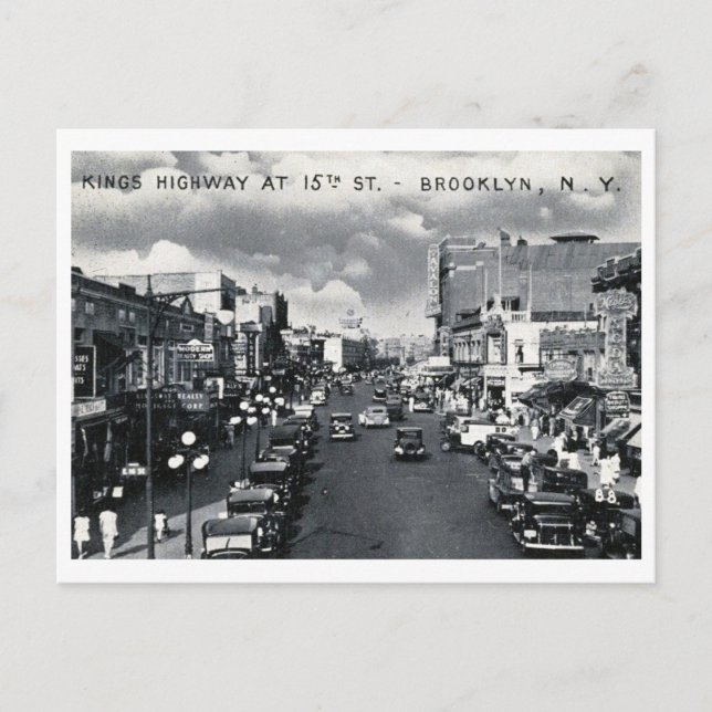 Carte Postale King's Highway & 15th St., Brooklyn Vintage (Devant)
