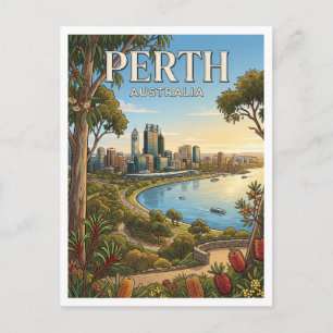 Carte Postale Kings Park et la skyline de Perth Australie