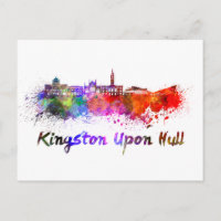 Kingston Upon Hull skyline in watercolor