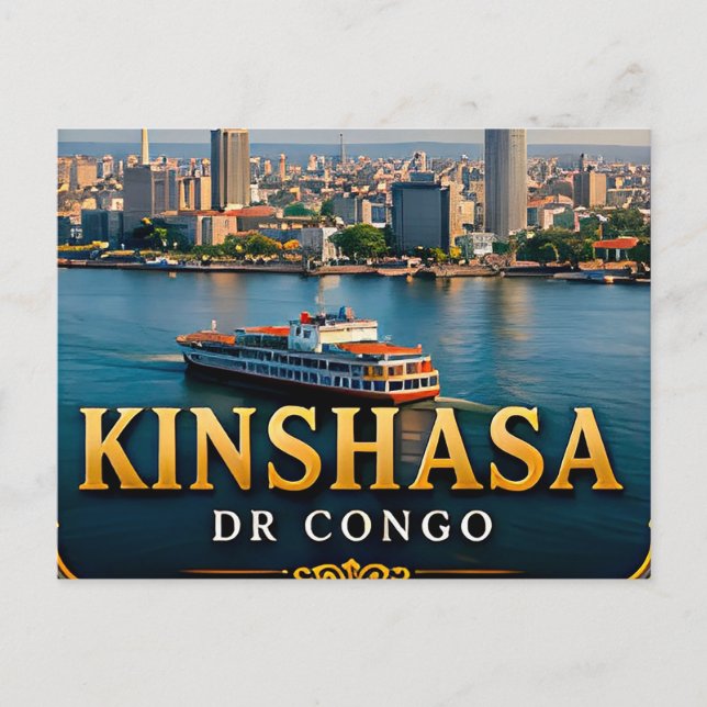 Carte Postale Kinshasa Congo Fleuve et Skyline Dynamique (Devant)
