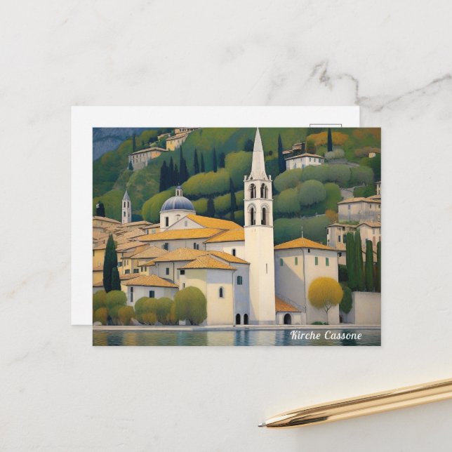 Carte Postale Kirche Cassone Gustav Klimt Peinture captivante (Devant/Arrière en situation)