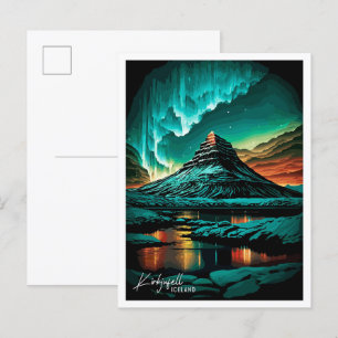 Carte Postale Kirkjufell Islande Illustration du Vintage voyage