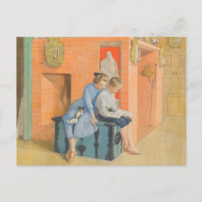 Carte Postale Kirsti et Esbjorn Lire un livre ensemble (Devant)