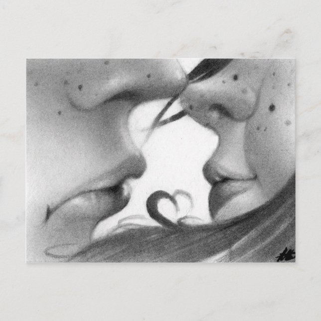 Carte Postale Kiss jeune couple (Devant)