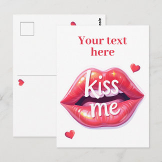 Carte Postale Kiss Me Glossy Red Lips Art Illustration