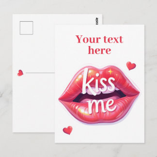 Carte Postale Kiss Me Glossy Red Lips Art Illustration